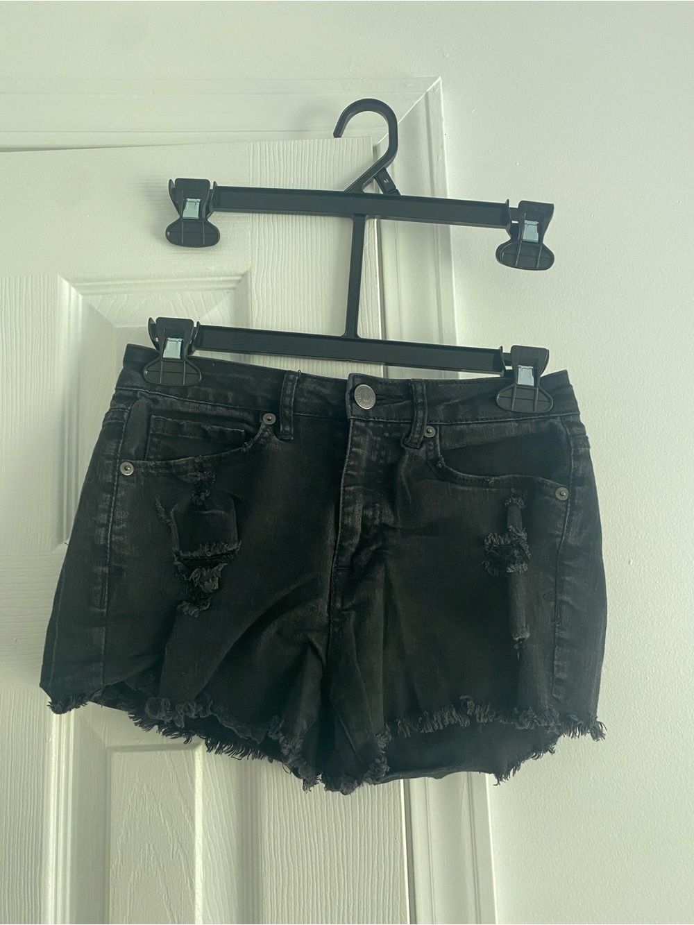 Aeropostale Black Distressed Jean Shorts
